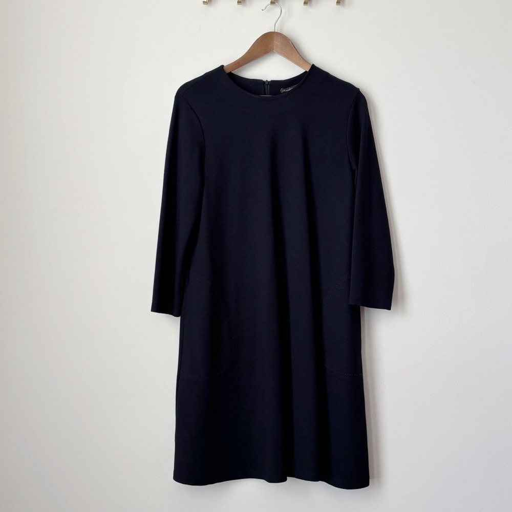 J. McLaughlin Black Ponte Knit Sheath Dress Medium Classic Minimalist